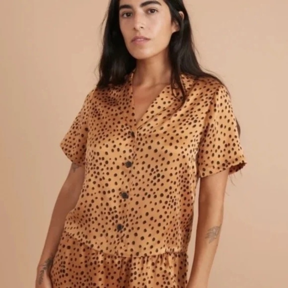 NWT Marine Layer Washable Silk Top in Cheetah Print Small